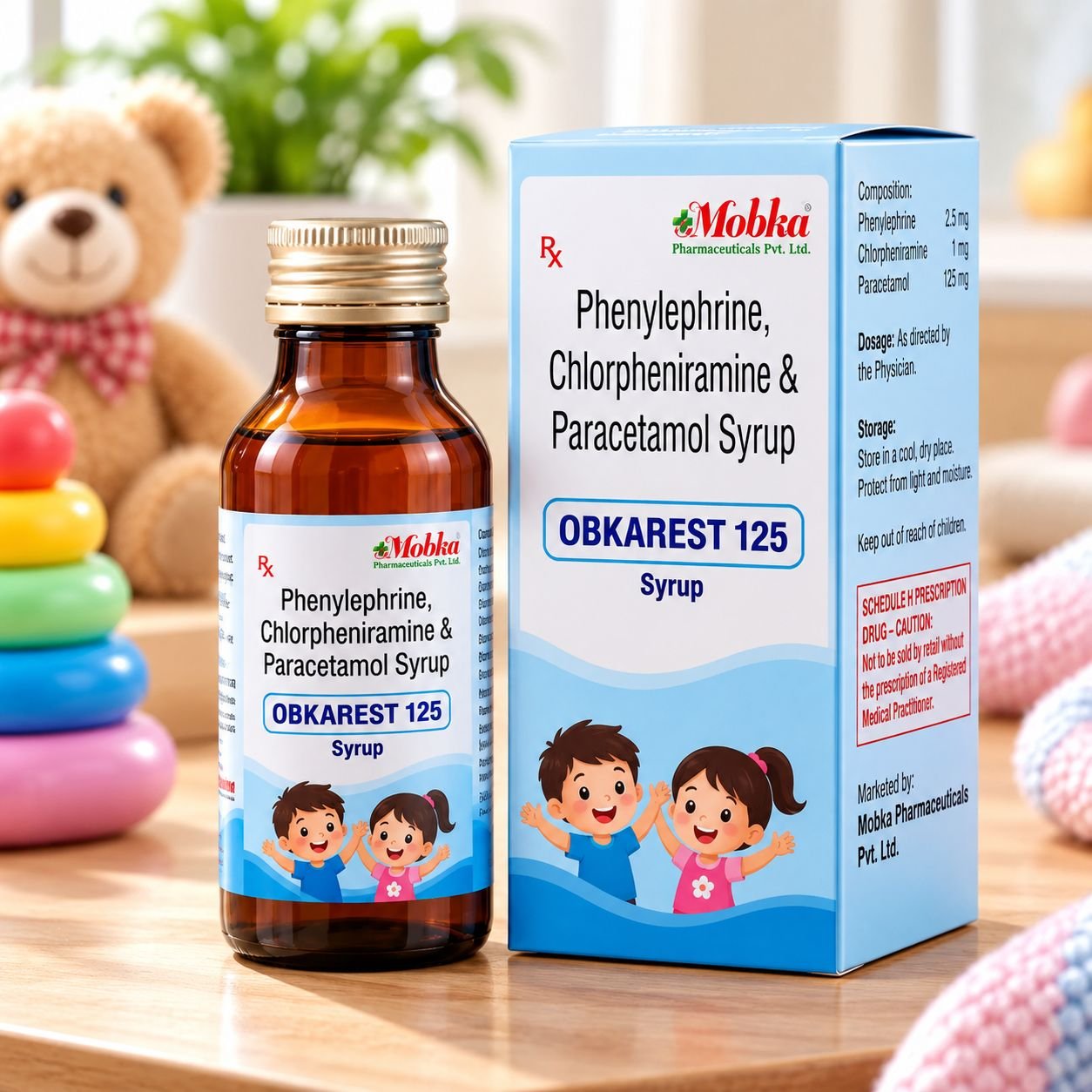 Obkarest 125mg Syrup pack, representative image